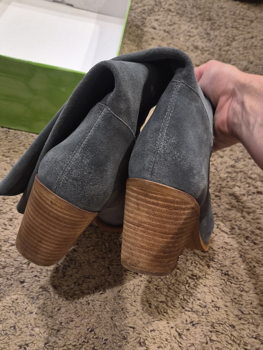 Sam Edelman Blue Gray Suede Boots, Size 10 - Picture 5 of 9